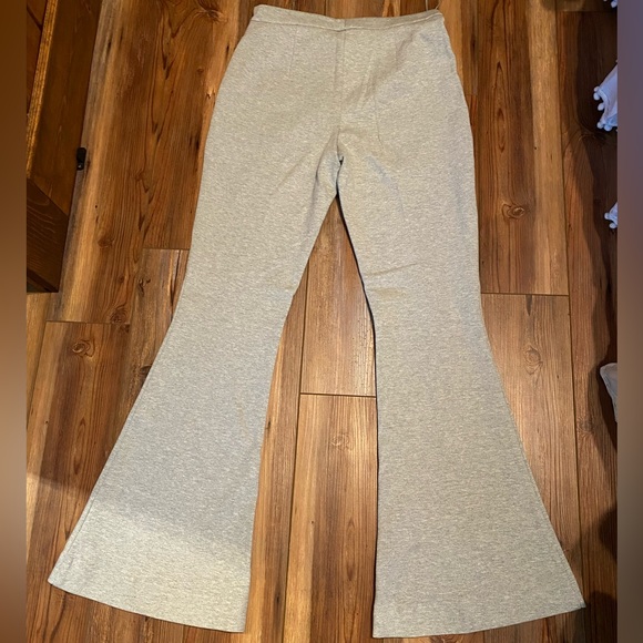 Topshop Grey Knit Flare Trousers - Picture 2 of 5